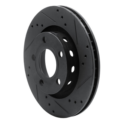 R1 Concepts R1 00-03 Audi A8 Rear Right Drilled & Slotted Black Brake Rotor