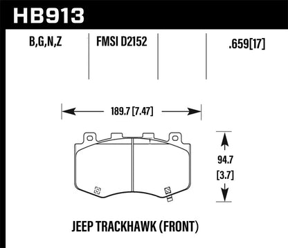 Hawk Performance Hawk 18-19 Jeep Grand Cherokee Trackhawk DTC-60 Front Brake Pads