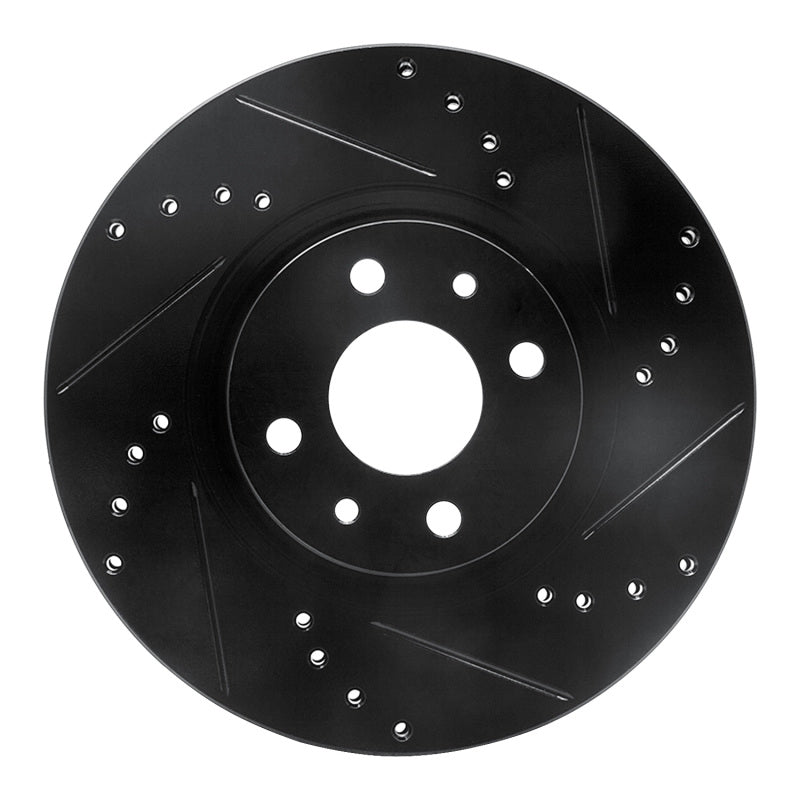 R1 Concepts R1 2012-2019 Fiat 500E Front Right Drilled & Slotted Black Brake Rotor