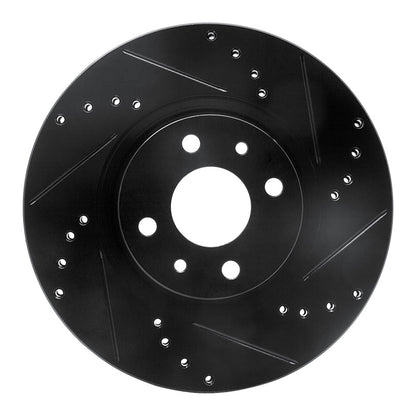 R1 Concepts R1 2012-2019 Fiat 500E Front Right Drilled & Slotted Black Brake Rotor