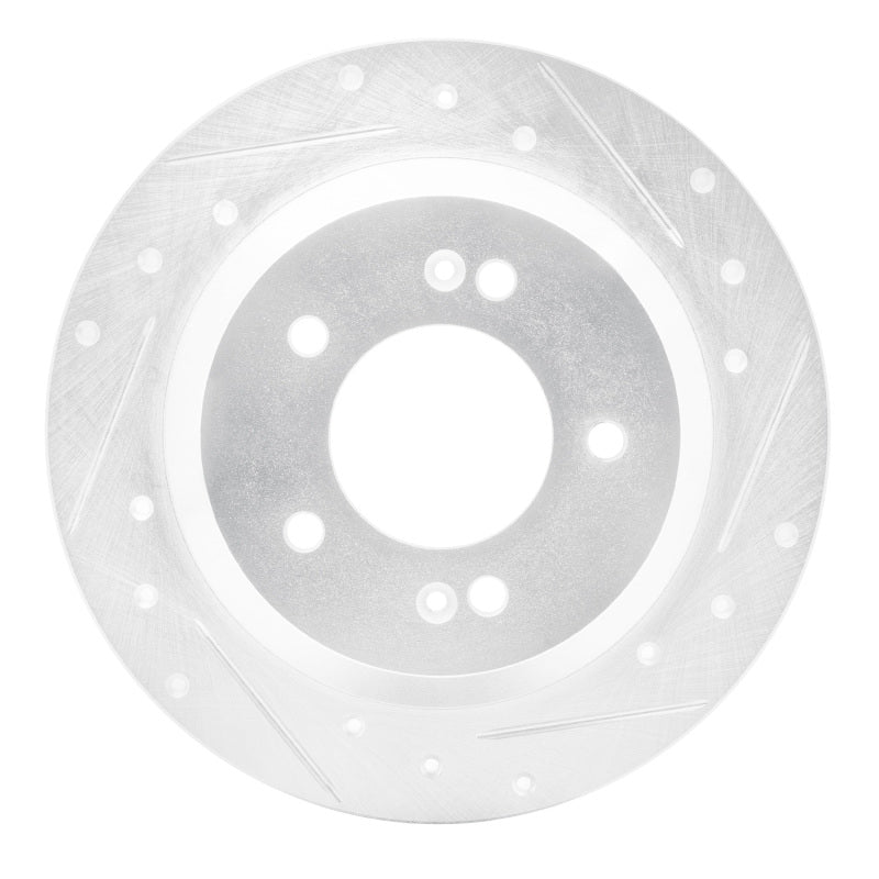 R1 Concepts R1 14-23 Hyundai Kona Rear Right Drilled & Slotted Silver Brake Rotor