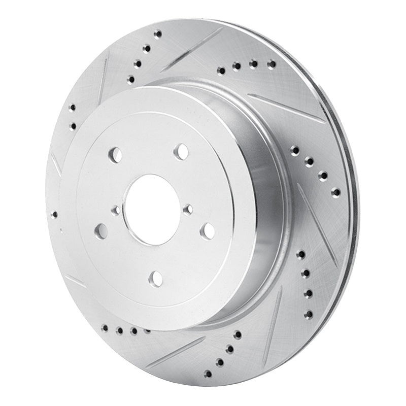 R1 Concepts R1 05-07 Subaru Impreza Rear Left Drilled & Slotted Silver Brake Rotor