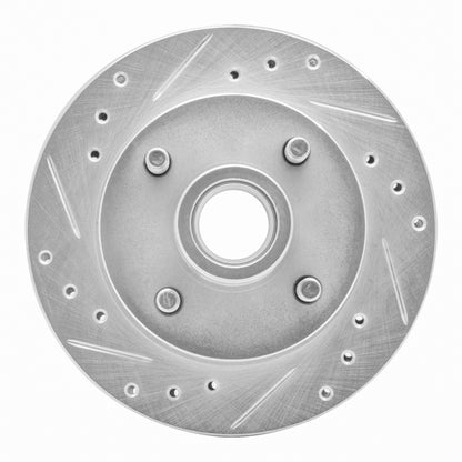 R1 Concepts R1 74-80 Ford Mustang II Front Left Drilled & Slotted Silver Brake Rotor
