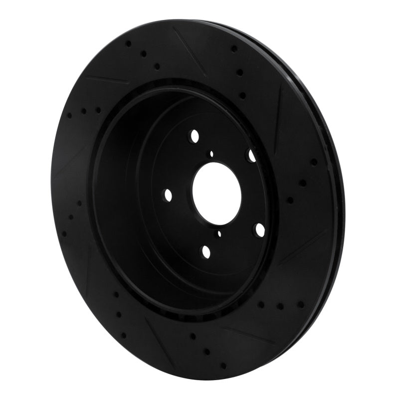 R1 Concepts R1 08-20 Subaru WRX Rear Left Drilled & Slotted Black Brake Rotor