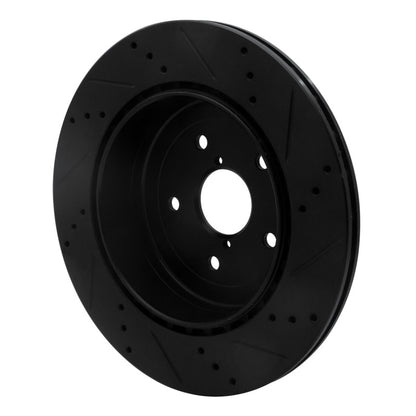 R1 Concepts R1 08-20 Subaru WRX Rear Left Drilled & Slotted Black Brake Rotor