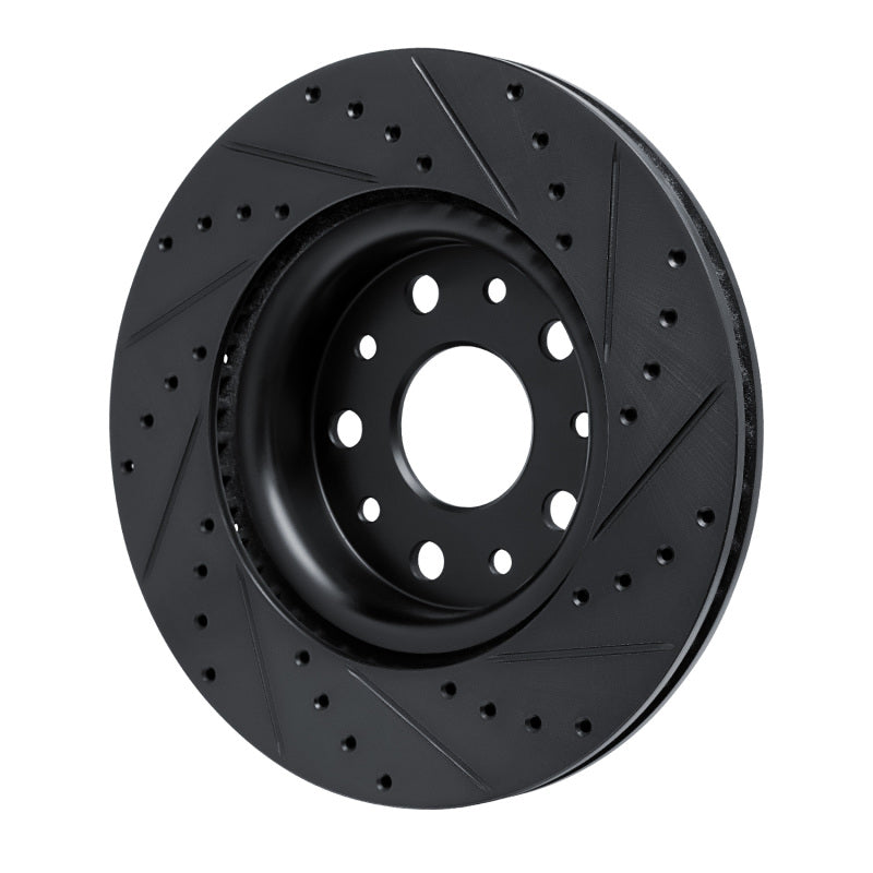 R1 Concepts R1 18-25 Jeep Wrangler Front Left Drilled & Slotted Black Brake Rotor