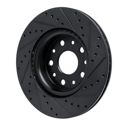 R1 Concepts R1 18-25 Jeep Wrangler Front Left Drilled & Slotted Black Brake Rotor