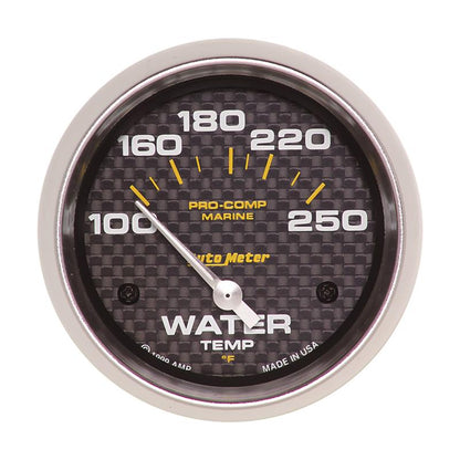 Autometer Marine Carbon Fiber 2-5/8in Electric Water Temperature Gauge 100-250 Deg F