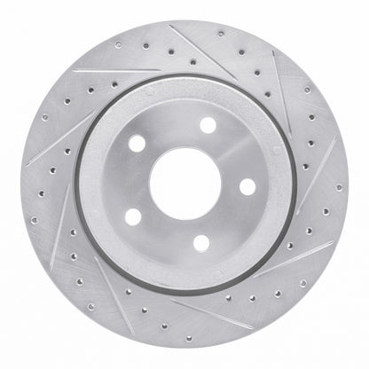 R1 Concepts R1 06-10 Jeep Grand Cherokee Rear Right Drilled & Slotted Silver Brake Rotor
