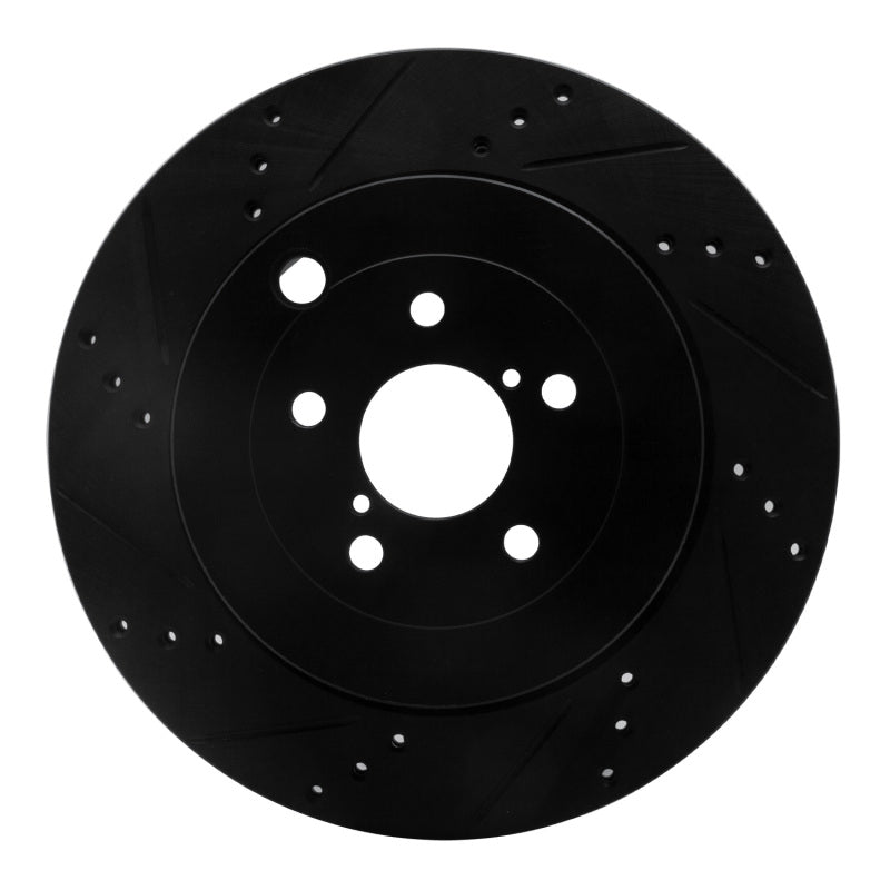 R1 Concepts R1 17-25 Subaru BRZ Rear Left Drilled & Slotted Black Brake Rotor