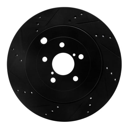 R1 Concepts R1 17-25 Subaru BRZ Rear Left Drilled & Slotted Black Brake Rotor
