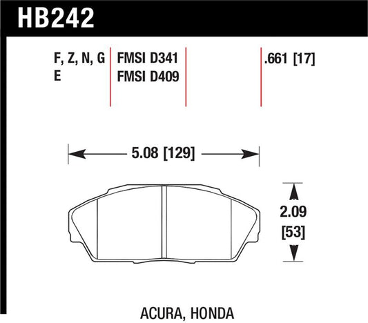 Hawk Performance Hawk 86-01 Acura (Various) / 88-93 Honda (Various) DTC-60 Race Front Brake Pads