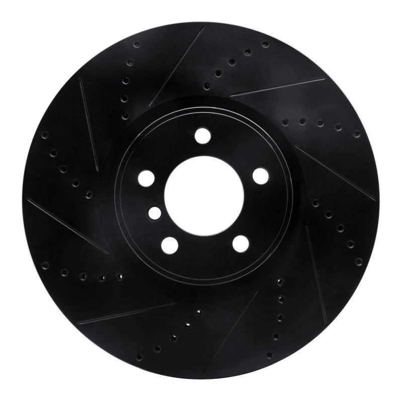 R1 Concepts R1 10-12 Land Rover Range Rover Front Left Drilled & Slotted Black Brake Rotor