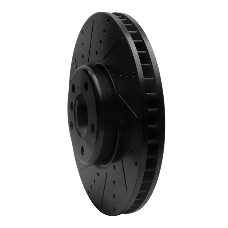 R1 Concepts R1 10-18 BMW 535I GT Right Front Drilled & Slotted Black Brake Rotor