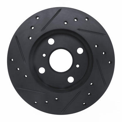 R1 Concepts R1 90-91 Toyota Celica Front Right Drilled & Slotted Black Brake Rotor