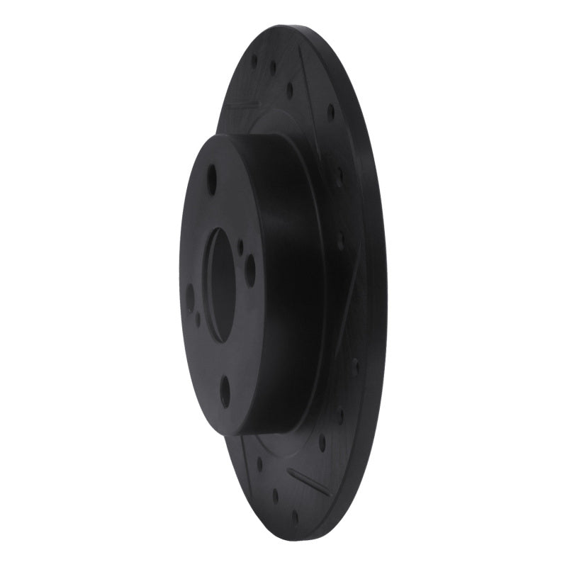 R1 Concepts R1 87-92 Chevrolet Nova Rear Right Drilled & Slotted Black Brake Rotor