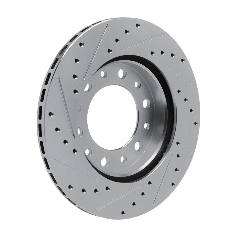 R1 Concepts R1 76-89 Toyota Land Cruiser Front Right Drilled & Slotted Silver Brake Rotor