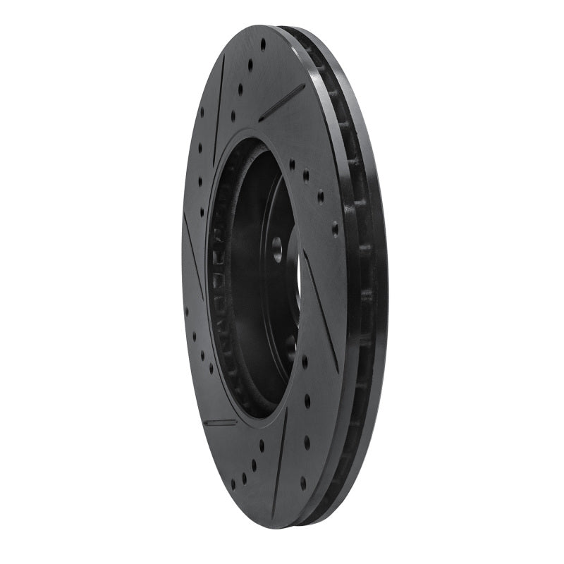 R1 Concepts R1 14-21 Mini Cooper Clubman Front Right Drilled & Slotted Black Brake Rotor