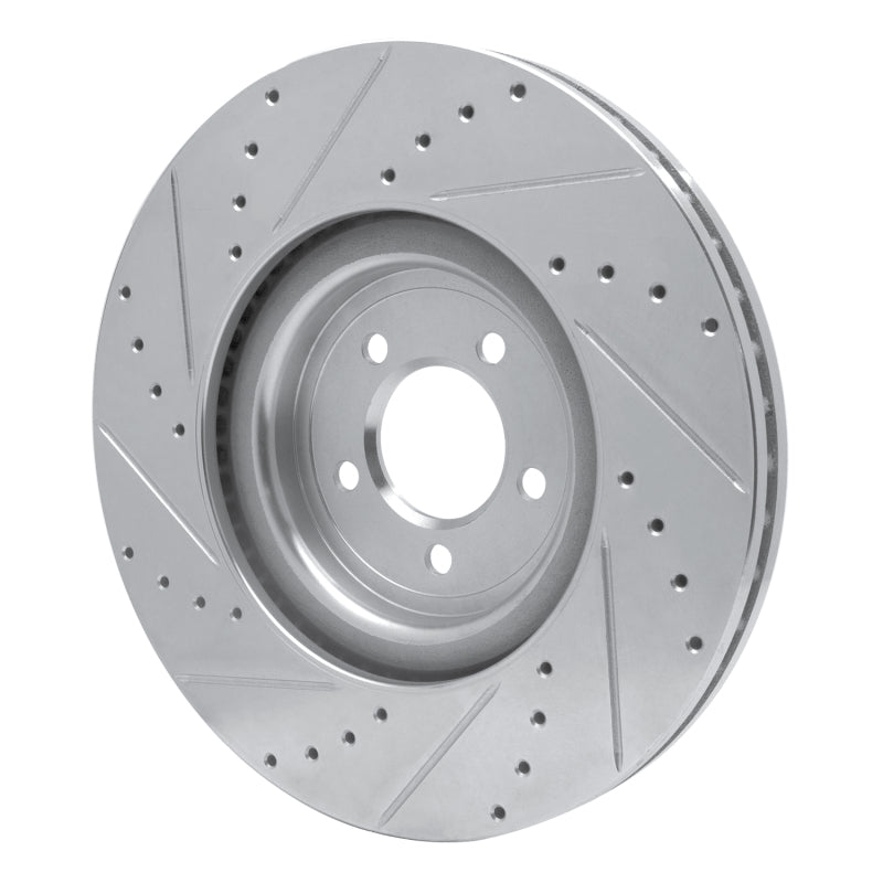 R1 Concepts R1 06-21 Jaguar XKR Front Right Drilled & Slotted Silver Brake Rotor
