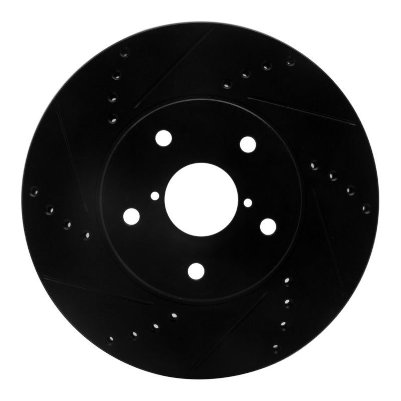 R1 Concepts R1 15-19 Subaru Legacy Front Left Drilled & Slotted Black Brake Rotor