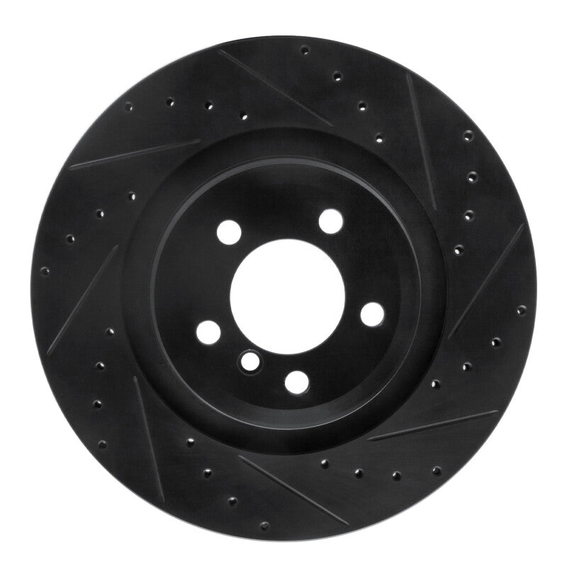 R1 Concepts R1 07-08 BMW ALPINA B7 Rear Right Drilled & Slotted Black Brake Rotor