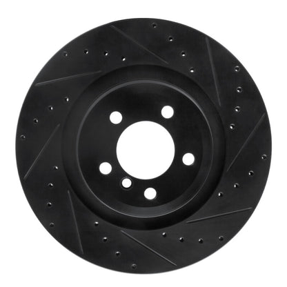 R1 Concepts R1 07-08 BMW ALPINA B7 Rear Right Drilled & Slotted Black Brake Rotor