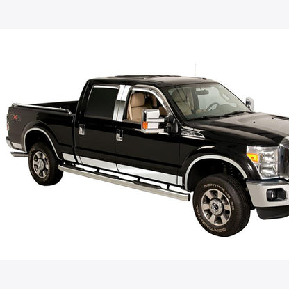 Putco 99-10 Ford SuperDuty Crew Cab 8ft Long Box - 8in Wide - 12pcs Stainless Steel Rocker Panels
