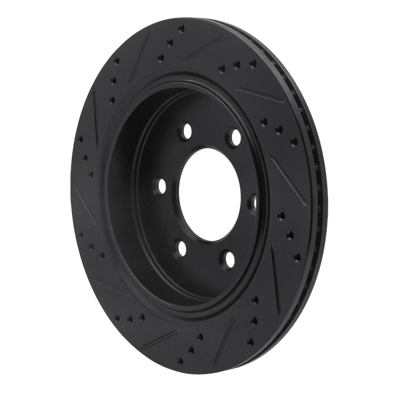 R1 Concepts R1 15-17 Ford F-150 RWD Rear Right Drilled & Slotted Black Brake Rotor