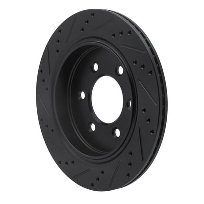 R1 Concepts R1 15-17 Ford F-150 RWD Rear Right Drilled & Slotted Black Brake Rotor