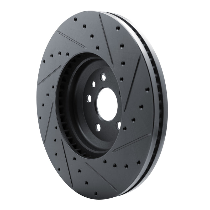 R1 Concepts R1 20-25 Jaguar E-Pace Front Left Drilled & Slotted Black Brake Rotor
