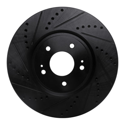R1 Concepts R1 03-06 Mitsubishi Lancer Front Left Drilled & Slotted Black Brake Rotor