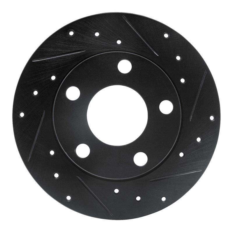 R1 Concepts R1 85-00 Audi 5000S Quattro Rear Right Drilled & Slotted Black Brake Rotor