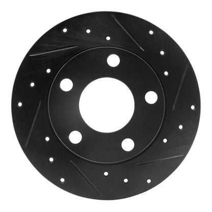 R1 Concepts R1 85-00 Audi 5000S Quattro Rear Right Drilled & Slotted Black Brake Rotor
