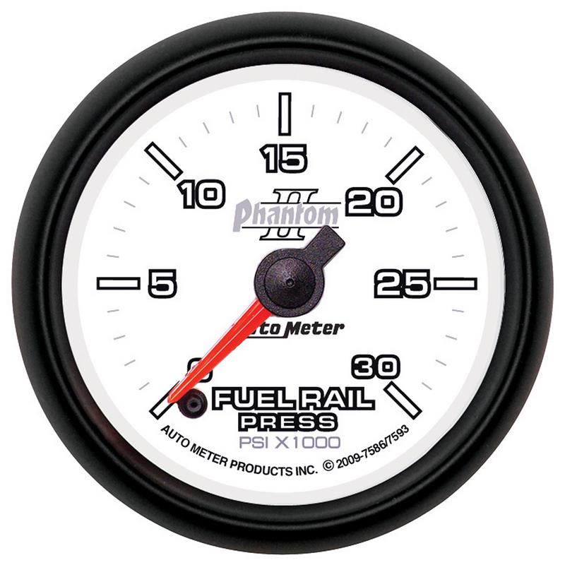Autometer Phantom 52mm Full Sweep Electronic 0-30,000 PSI Diesel Fuel Rail Pressure Gauge