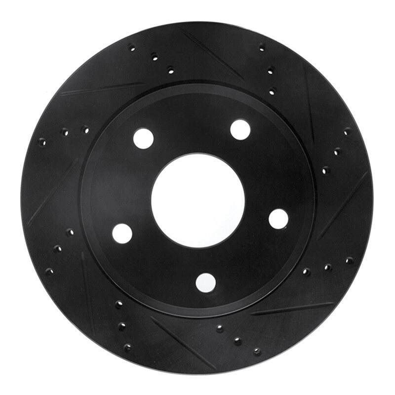 R1 Concepts R1 05-11 Dodge Dakota RWD Front Right Drilled & Slotted Black Brake Rotor
