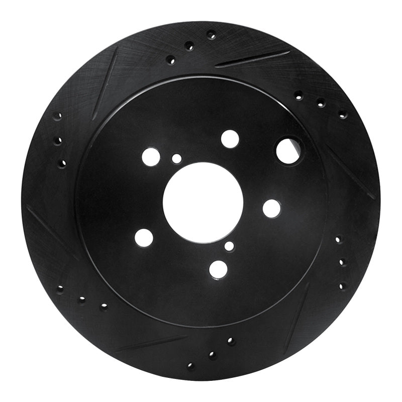 R1 Concepts R1 14-18 Subaru Forester Rear Left Drilled & Slotted Black Brake Rotor