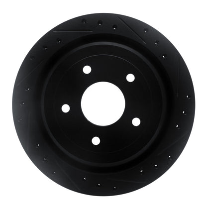 R1 Concepts R1 97-13 Cadillac XLR Rear Right Drilled & Slotted Black Brake Rotor