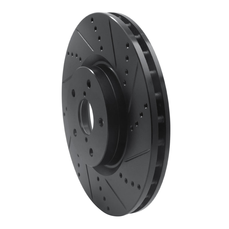 R1 Concepts R1 05-17 Subaru WRX STI Front Right Drilled & Slotted Black Brake Rotor