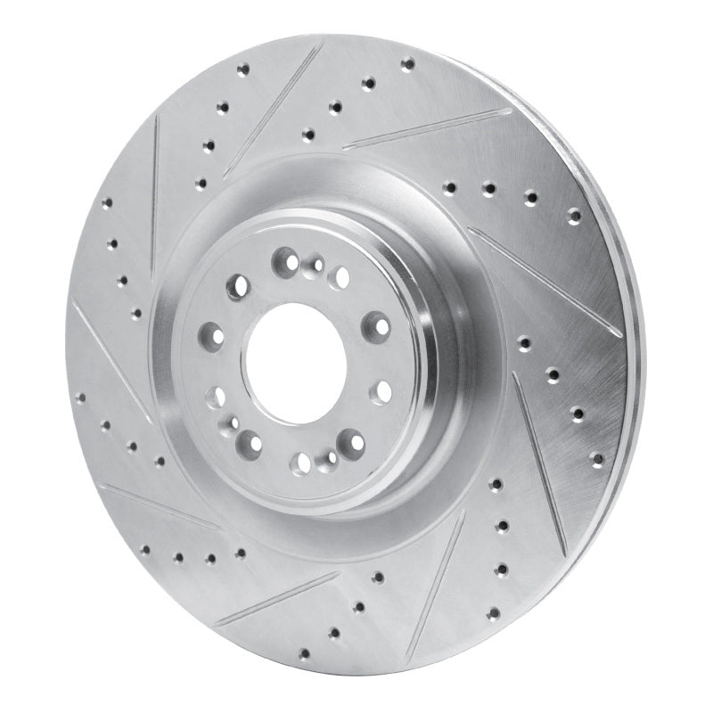 R1 Concepts R1 17-22 Genesis G90 Front Left Drilled & Slotted Silver Brake Rotor