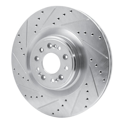 R1 Concepts R1 17-22 Genesis G90 Front Left Drilled & Slotted Silver Brake Rotor
