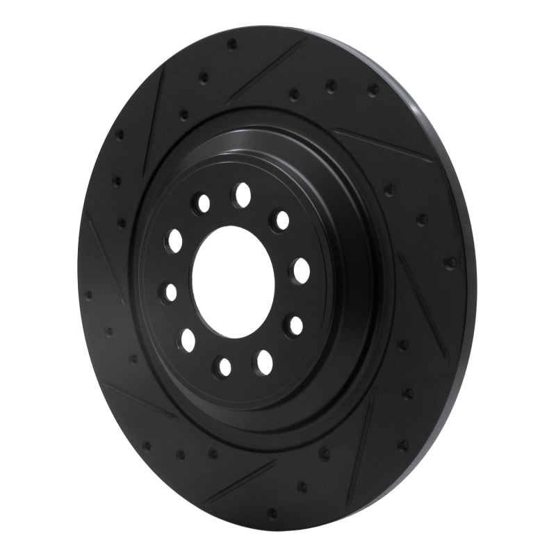 R1 Concepts R1 14-23 Jeep Cherokee Rear Left Drilled & Slotted Black Brake Rotor