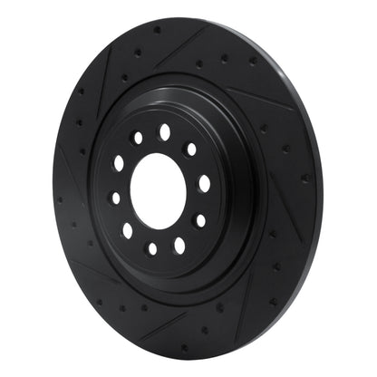 R1 Concepts R1 14-23 Jeep Cherokee Rear Left Drilled & Slotted Black Brake Rotor