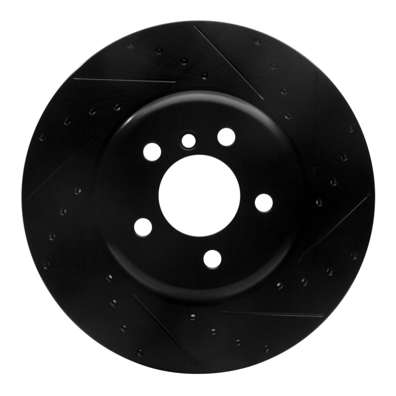 R1 Concepts R1 11-19 BMW ActiveHybrid 5 Front Right Drilled & Slotted Black Brake Rotor