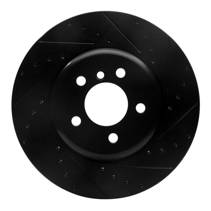 R1 Concepts R1 11-19 BMW ActiveHybrid 5 Front Right Drilled & Slotted Black Brake Rotor