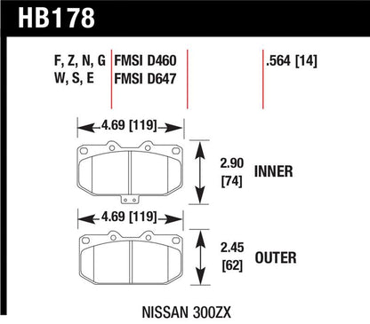 Hawk Performance Hawk 06-07 WRX / 89-96 Nissan 300ZX / 89-93 Skyline GT-R DTC-60 Front Race Pads
