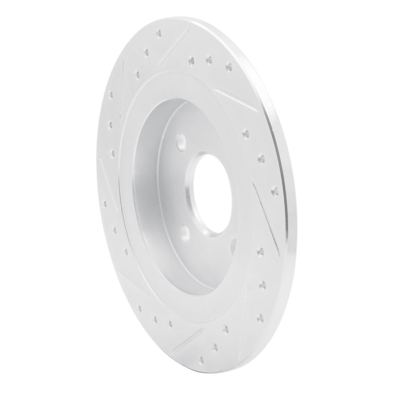 R1 Concepts R1 02-04 Ford Focus Rear Right Drilled & Slotted Silver Brake Rotor