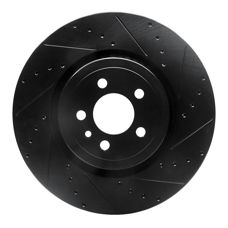 R1 Concepts R1 14-23 Dodge Charger Front Right Drilled & Slotted Black Brake Rotor
