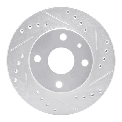 R1 Concepts R1 90-01 Ford Escort Front Right Drilled & Slotted Silver Brake Rotor