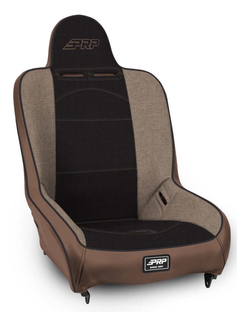 PRP Seats PRP Premier High Back Suspension Seat (Two Neck Slots) - Tan / Black