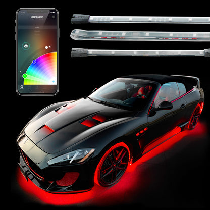 XKGLOW XK Glow Slim Tube Million Color XCHROME Smartphone App Controlled Undercar Kit 8x24In